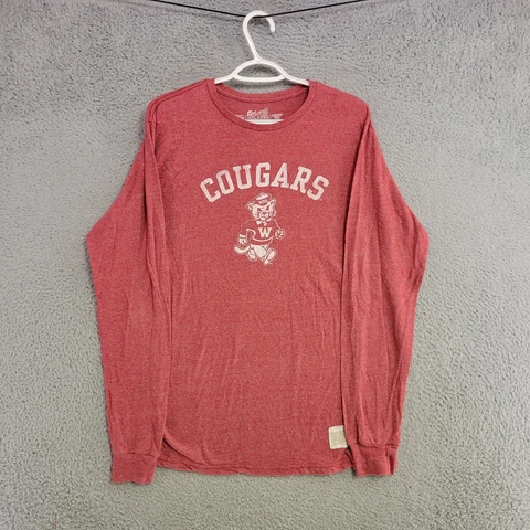 Washington State Cougars Shirt Mens M Medium Red Long Sleeve Retro Logo Cover