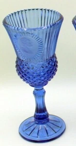 Fostoria AVON George Washington Cobalt Blue Glass Goblets Vintage 8” Tall - Picture 1 of 3