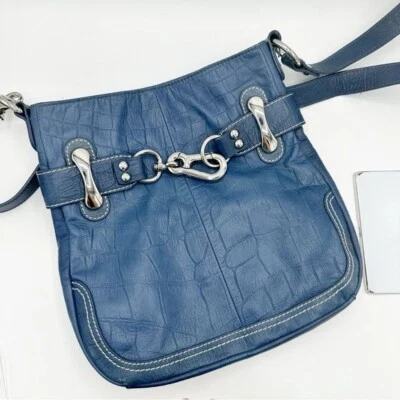 Bolso Bandolera/Hombro Convertible B MAKOWSKY Denim Azul Cuero Texturizado Foto 1 de 4
