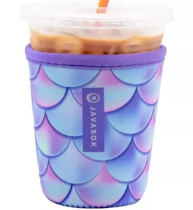 Java Sok Scales Iced Coffee Insulated Neoprene Cup Sleeve Small 16-20oz Rainbow - Picture 1 of 7