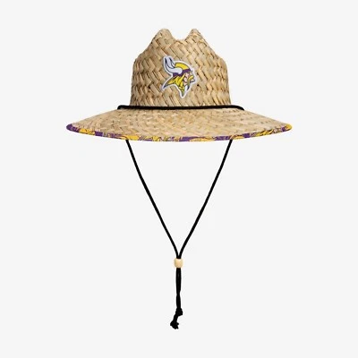 Minnesota Vikings FOCO Team LOGO Floral Straw Hat Sun Cap - Image 1 of 2