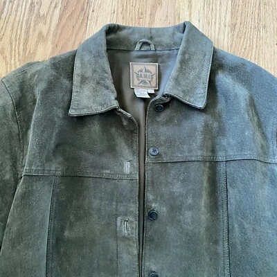 Abrigo Chaqueta Cuero Gamuza Verde AMI Talla: Grande Botón Mujer’s Foto 1 de 4