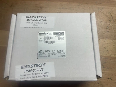 Molex DRL-250P 5-Port Ethernet Switch 10-30VDC W/SOFTWARE DISC-NEW IN BOX - Image 1 of 4