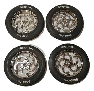 Snap-On Tools - Tire Coasters - Set of 4 - Metal Rim - Rubber Tire - NEW NOS - Picture 1 of 7