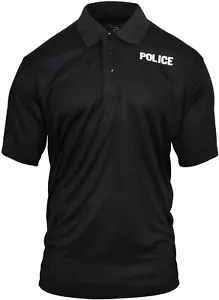 Black Moisture Wicking POLICE Officer Double Sided Polo Golf Shirt - Picture 1 of 2