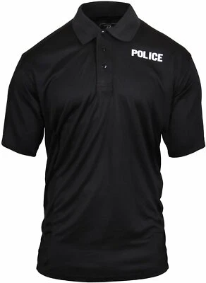 Black Moisture Wicking POLICE Officer Double Sided Polo Golf Shirt - Image 1 of 2