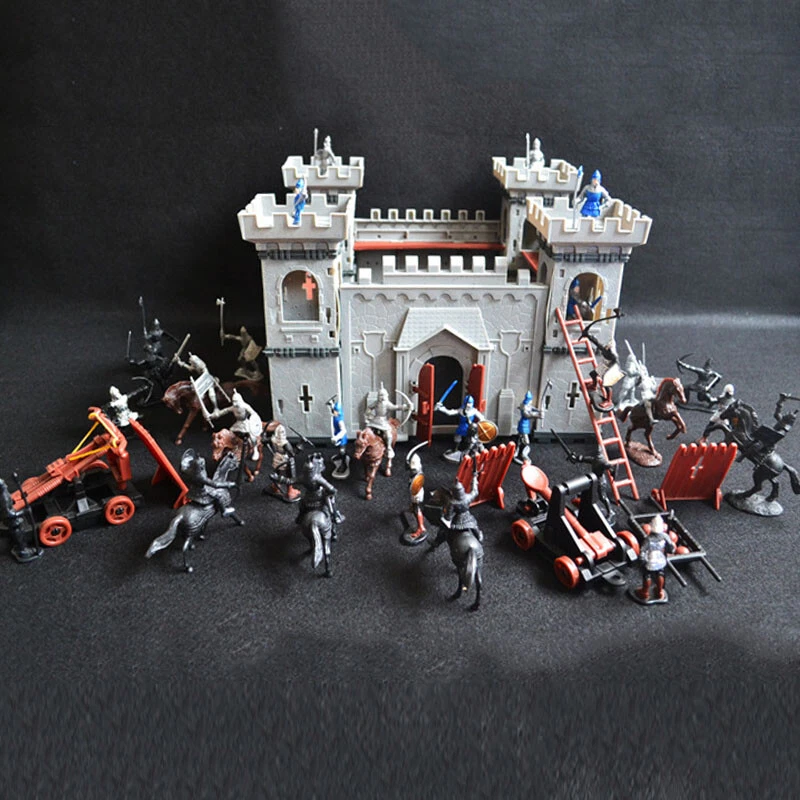 Brinquedo soldado castelo medieval infantaria conjunto de brinquedos decoração modelo vintage cavaleiros venda - Imagem 1 de 4