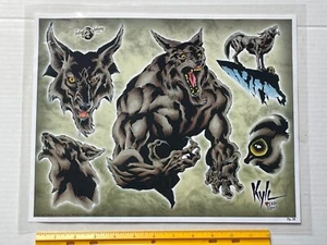 Vintage Art Tattoo Flash Sheet Kyle Hotz Comic Book Artist   /T249 - Picture 1 of 1