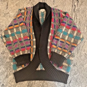 Tony Lambert Cocoon Cardigan Sweater Raglan Sleeve Oversized M 80s Synthwave VTG - Picture 1 of 6