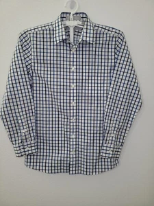 Nordstrom Boys 14 Plaid Button Up Long Sleeve White Blue Shirt - Picture 1 of 6