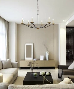 Kronleuchter Messing schwarz rustikal Landhaus Hänge Decken Beleuchtung Leuchte - Bild 1 von 9