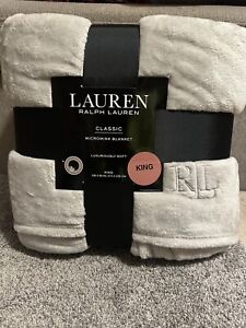 Lauren Ralph Lauren Light Gray Micromink Blanket Size King