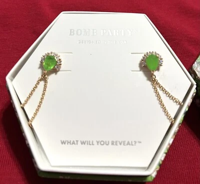 Brincos Bomb Party Aug, peridoto fundido com quartzo no RG, novos - Imagem 1 de 3