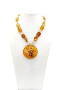Chicos Necklace Gold Tone Glass Bead 20" - Picture 1 of 5