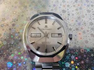LEON PIRADET Herren Mechanischer Aufzieh DAY/DATE 21 Jewels Silber mit Band + Funktioniert! - Bild 1 von 4