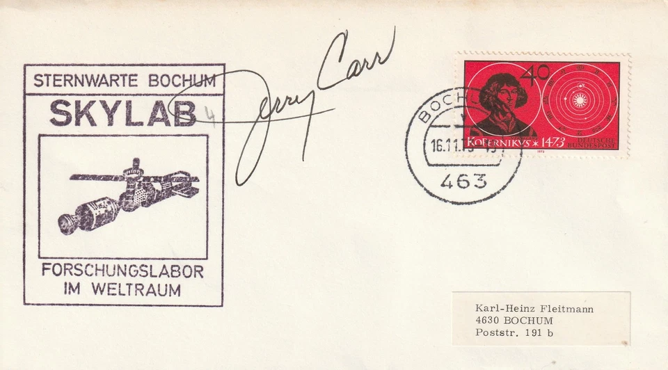 Gerald P. Carr, orig sign primera carta - Imagen 1 de 1