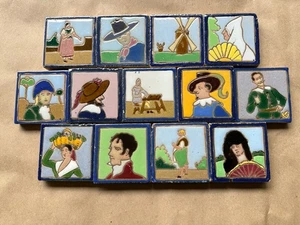 13 Antique Spanish Majolica Tiles Mensaque Rodríguez Triana Seville - Picture 1 of 14