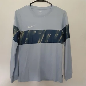 Nike F.C. Youth Long Sleeve Shirt Swoosh Size Large Dri-Fit Running Blue - Picture 1 of 7