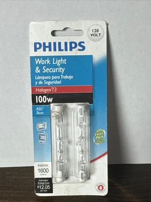 Philips 100W 120V Clear RSC Base T3 Work Light & Security Bulbs NEW SEALED - Image 1 of 2