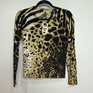 Joseph A Qu'est-Ce Que C'est Long Sleeve Animal Print Women's Sz Lrg GUC Sweater - Picture 1 of 7