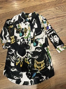 Bijou Sauvage Clothier artwork Boutique lined roll tab sleeves Girls Dress sz 6 - Picture 1 of 5