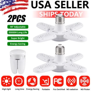 2X E27 LED Garage Light Bulb 28W Deformable Ceiling Fixture Lights Workshop Lamp - Picture 1 of 12