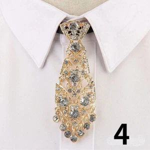 Men Women Rhinestone Necktie Tie Crystal Wedding Party Club Accessory Chic Craft - Picture 1 of 19
