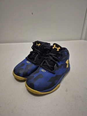 Zapatillas de baloncesto Under Armour SC Curry azules amarillas para bebé/niño pequeño talla 6K Foto 1 de 4