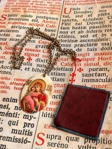 RARE RELIC mother pearl Our Lady of Vladimir : stunning hand painted with chain - Picture 1 of 10