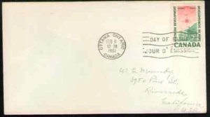 Canada. 391. 5c. Compass Rose, Earth Mover & Surveyor. FDC. 1961 - Picture 1 of 1