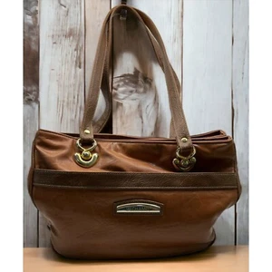 Bolso de Hombro Bechamel Marrón Imitación Cuero Cartera Bolso Borde Dorado - Imagen 1 de 15