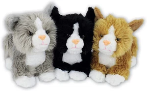 Fluffy Soft Toy Cat/Kitten - Black, Grey or Ginger & White - 30 cm - One Sent - Picture 1 of 1
