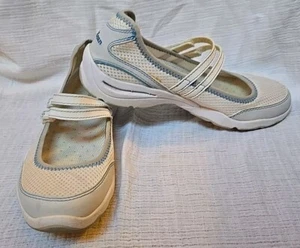 LL Bean Sneakers Shoes Women's White & Blue Nylon Mary Jane Sport Water Size 7 - Picture 1 of 9