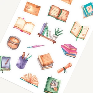 Pegatinas de libros retro lectura papelería amante álbum de recortes diario planificador - Imagen 1 de 3