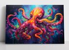 Peinture à l'huile de pieuvre colorée impression toile encadrée vie océanique art mural décoration mer