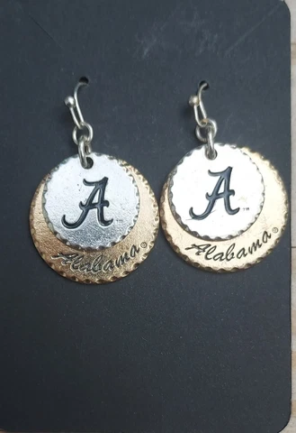 Gold And Silver Tone Alabama Crimson Tide Double Disc Earrings Cover