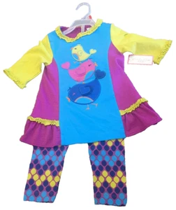 NWT Emily Rose Size 2T Boutique Color Block Birds Tunic Dress - Picture 1 of 3
