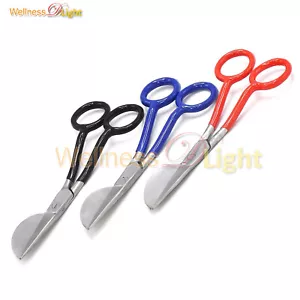 3 Pcs Duckbill Blade Applique Scissors Sewing Cutting Bent PVC Coated Handles - Picture 1 of 3