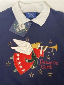 Vtg Oarsman 913 Christmas Sweatshirt Womens Size Medium Angel Peace On Earth  - Picture 1 of 6