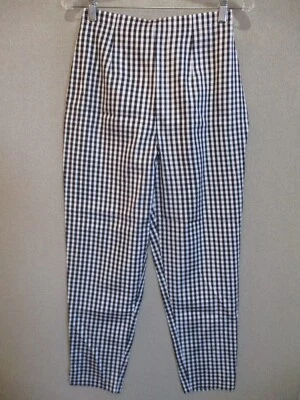 Diane Gilman Silk B&W Gingham High Waist Ankle/Crop Size Small Lined - Image 1 of 4