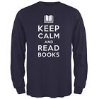 Keep Calm and Read Books Navy Adult Long Sleeve T-Shirt