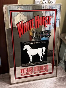 White Horse Distilleries Blended Scotch Whisky Mirror Framed Sign RARE 18"X12" - Picture 1 of 11
