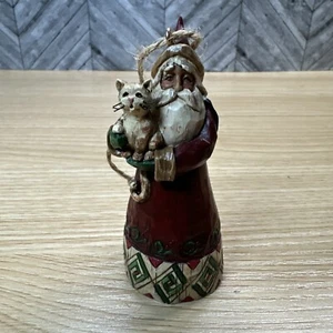 Figura de Papá Noel con gato Jim Shore 2002 de colección B105167 Heartwood Creek - Imagen 1 de 3