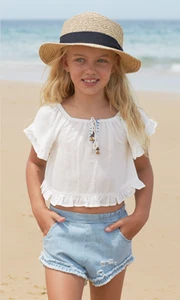 NEW NWT White & Stonewash Denim Beautiful RICH Short SET-Mii love Mu 5Y fit 5/6Y - Picture 1 of 12