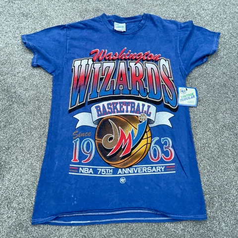 Washington Wizards Shirt Men Small Blue Tee Vintage Tubular Faded Retro Adult Cover