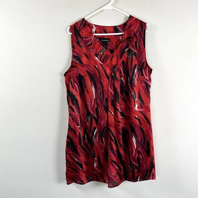 Top túnica Lane Bryant para mujer talla 18 rojo negro sin mangas cuello en V bolsillos forrados Foto 1 de 4
