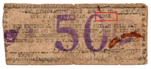 1943 Philippine Province of Samar at Guiuan SMR-354 50 Centavos ERROR in Year - Picture 1 of 3