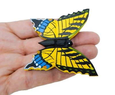 Estatuilla mariposa cola de golondrina hecha a mano estatua madera arte de pared escultura decoración Foto 1 de 4