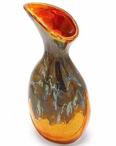 Studio Art Pottery Pitcher Carafe Vase Drip Glaze Brown Green 10" Signd S Hinton - Picture 1 of 12