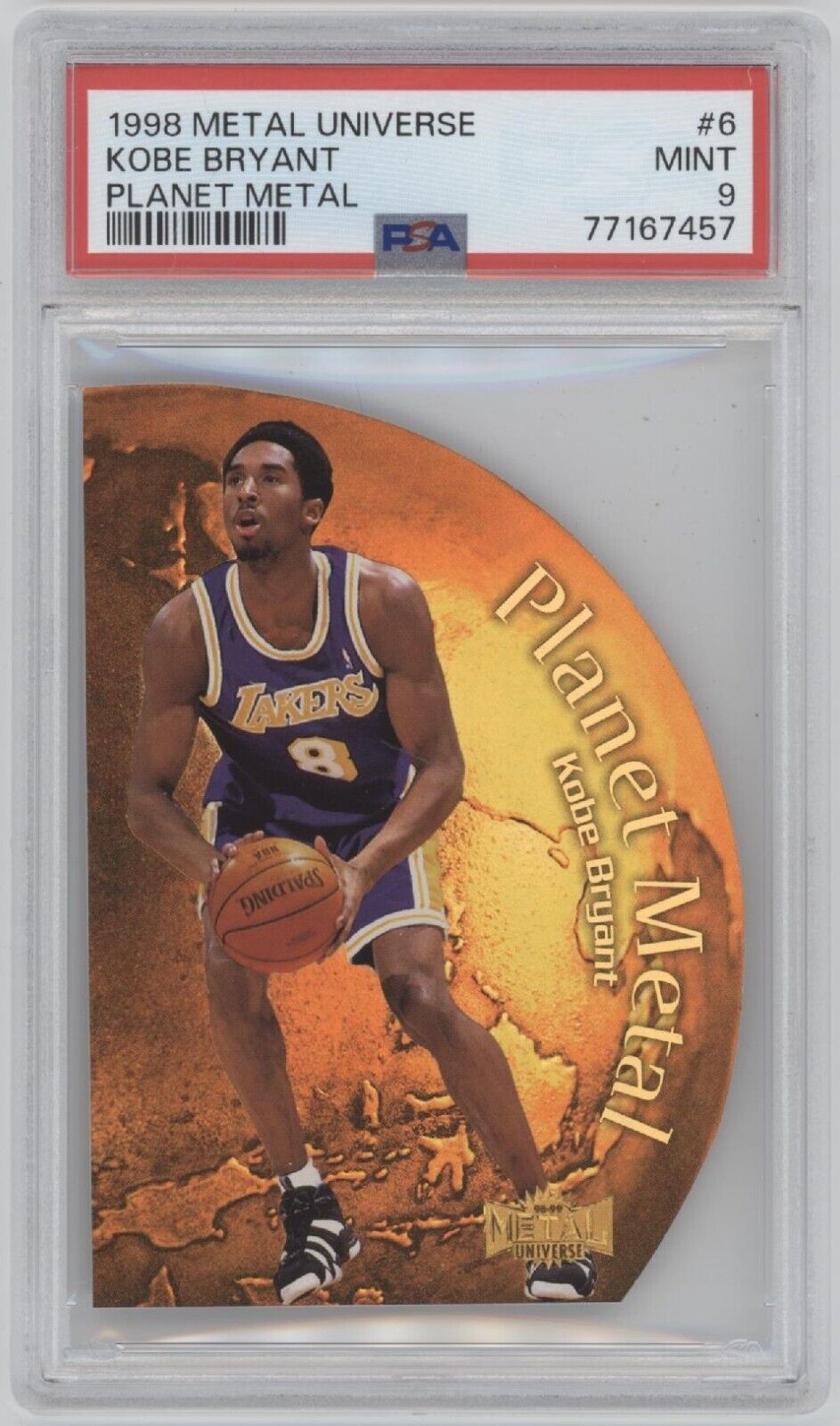 1998 Metal Universe PLANET METAL Die-Cut Insert KOBE BRYANT Lakers PSA 9 Mint